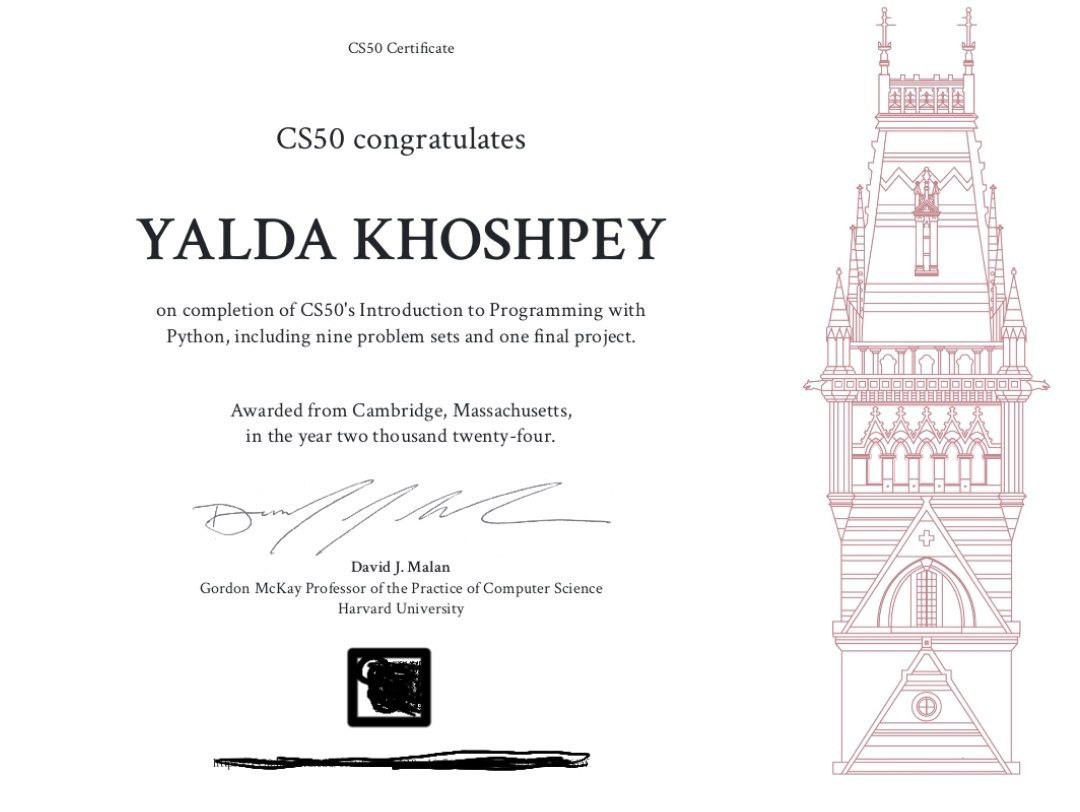 Introduction to Python Certificate